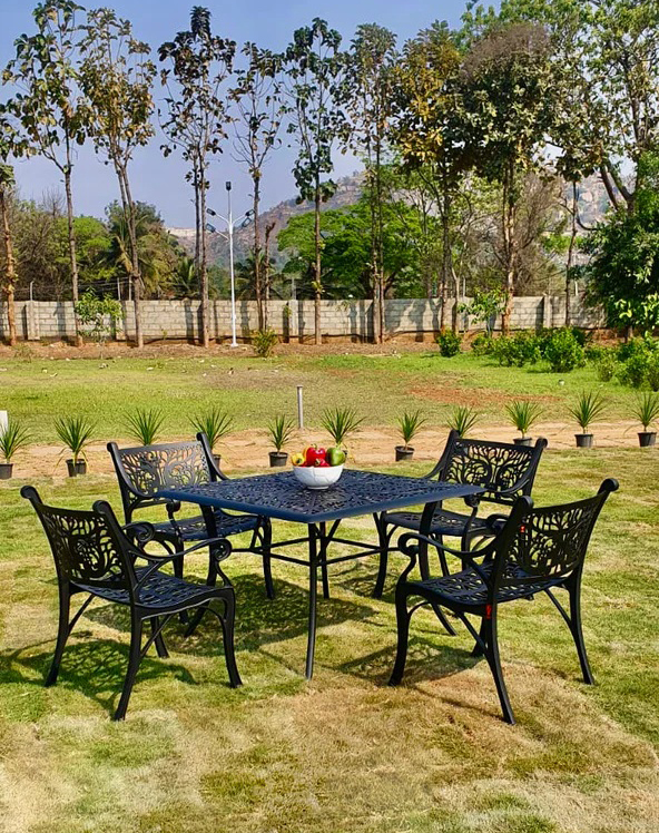 Vega Floral Square Table With 4chairs (Set Of 5)