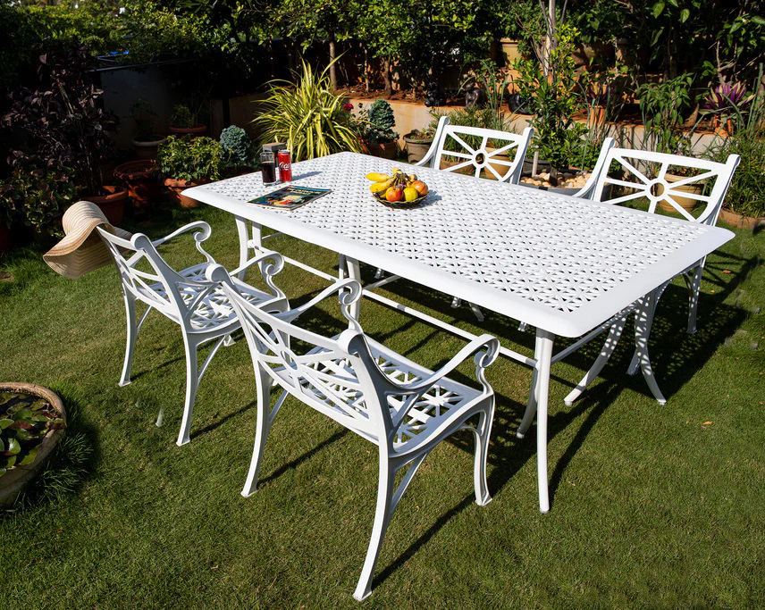 Vega Floral Rectangle Dining Table and 4Chairs (Set of 5)