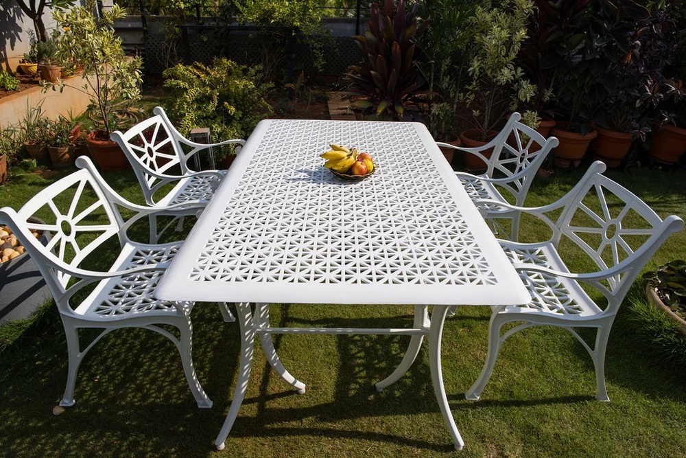 Vega Floral Rectangle Dining Table and 4Chairs (Set of 5)