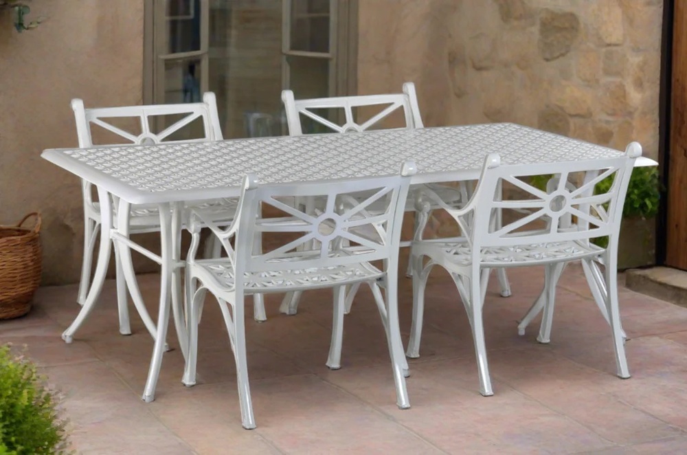 Vega Diamond Rectangle Dining Table And 4Chairs (Set Of 5) - Color: White