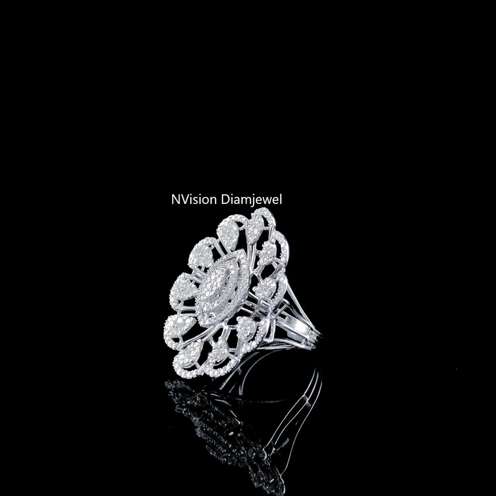 Frosted Cocktail Crown Natural Diamond Ring