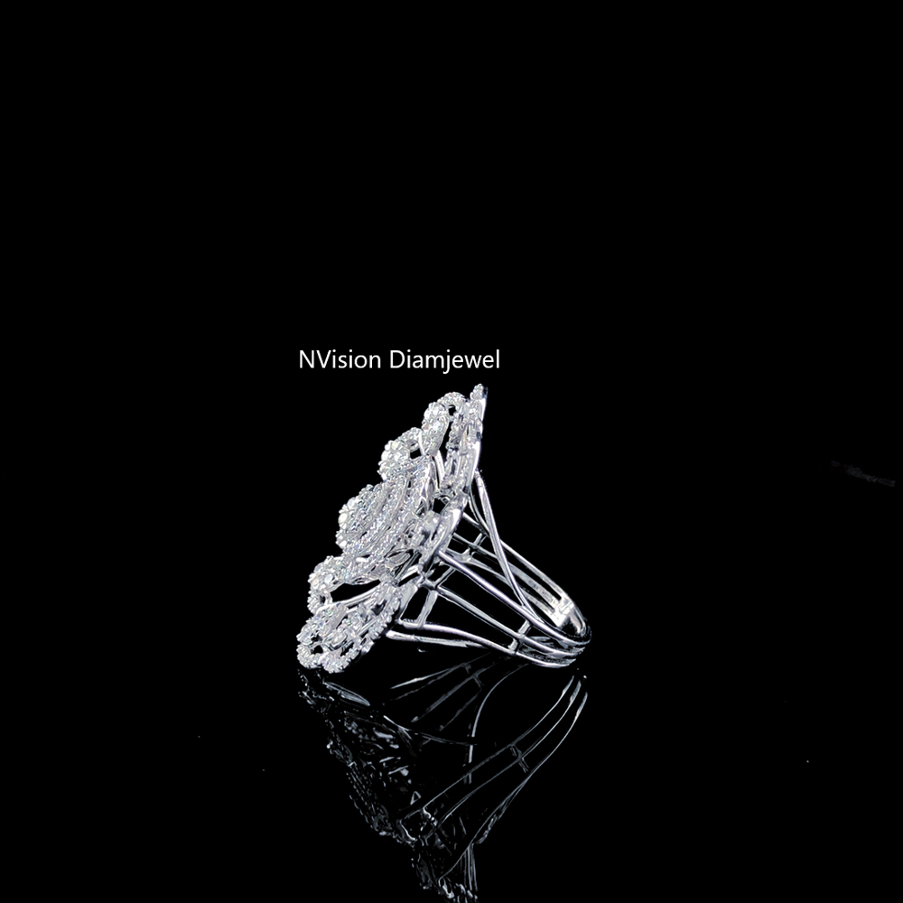 Frosted Cocktail Crown Natural Diamond Ring