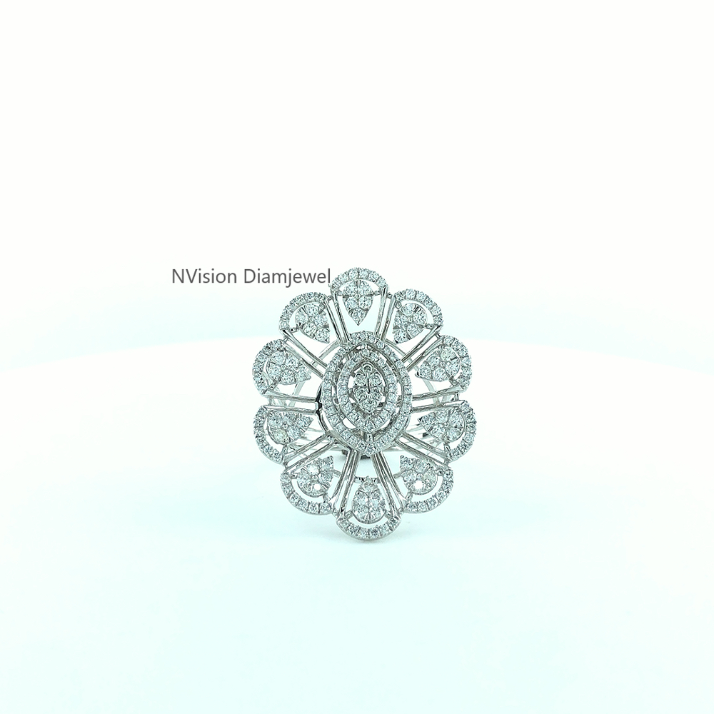 Frosted Cocktail Crown Natural Diamond Ring