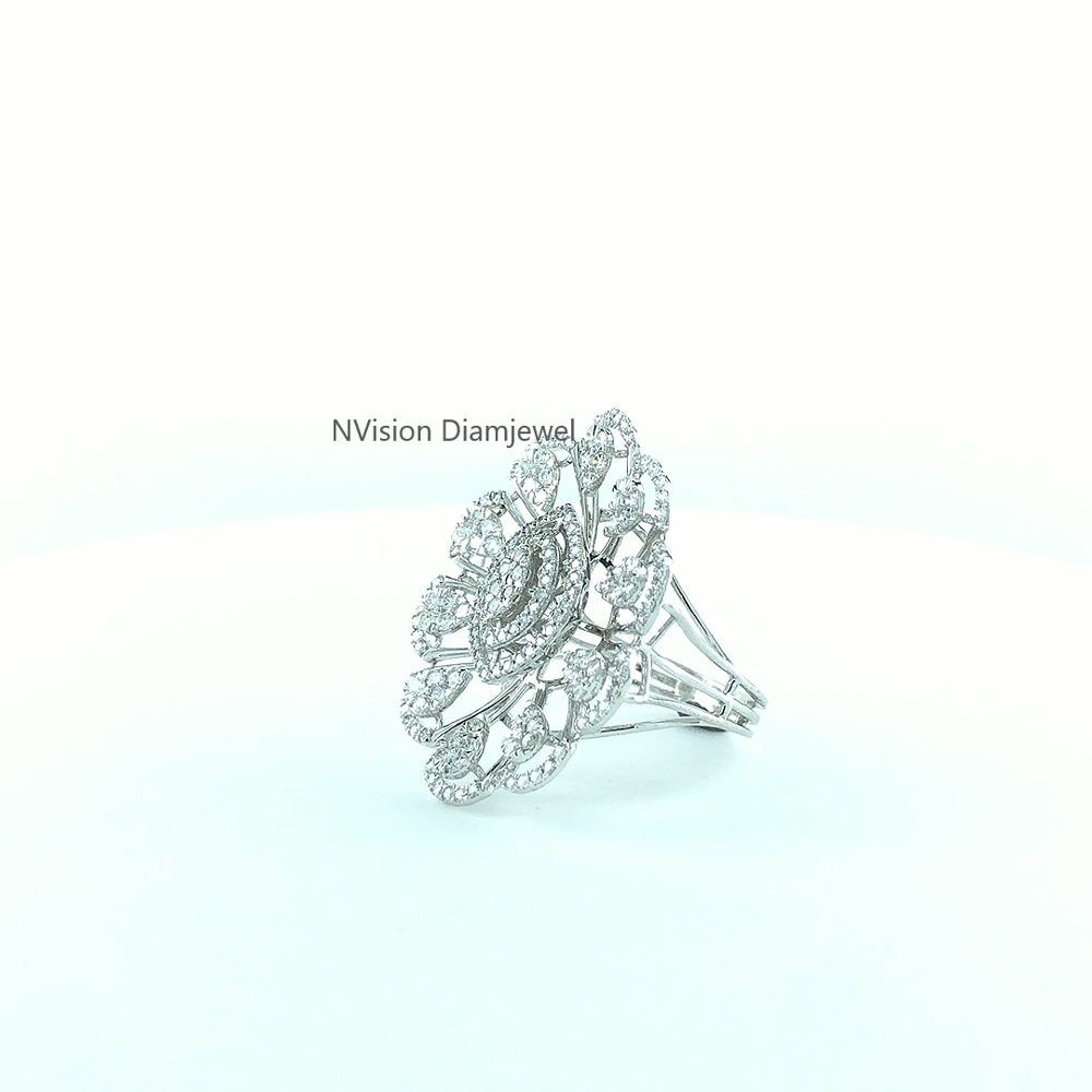 Frosted Cocktail Crown Natural Diamond Ring