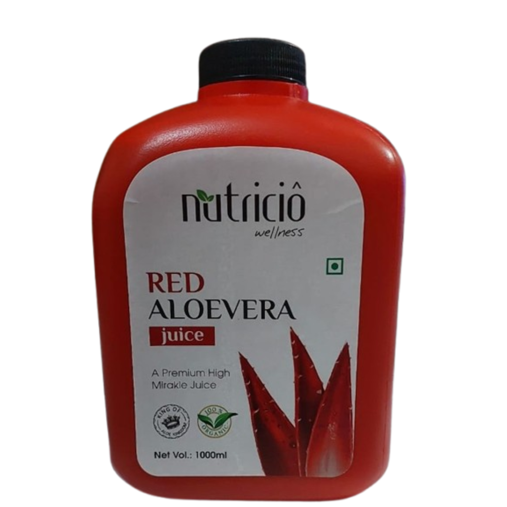 Nutricio Red Aloe Vera Juice 1000ml | Ayurvedic Wellness Drink Made With Rare Aloe Cameronii