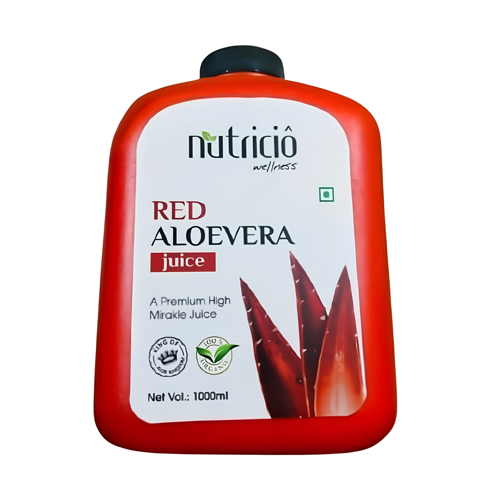 Nutricio Red Aloe Vera Juice 1000ml | Ayurvedic Wellness Drink Made With Rare Aloe Cameronii - Age Group: For Adults