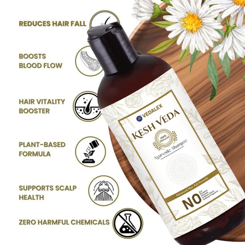 Kesh Veda Ayurvedic Shampoo 500ml | Herbal Hair Growth Shampoo for Fuller, Longer & Stronger Hair