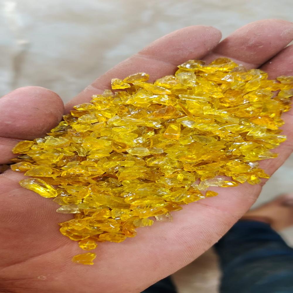 Yellow Crushed Glass Chips for Terrazzo Tiles and Epoxy Flooring