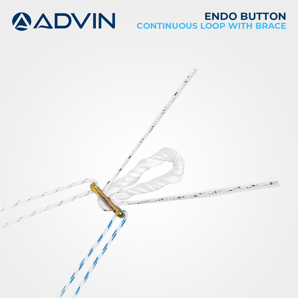 Endo Button Continuous Loop With Brace - Material: Implant Grade Polymer, Size: L 12mm X W 2mm X H 1.5mm | Features: Improved Fixation Strength, Minimal Invasion Technique