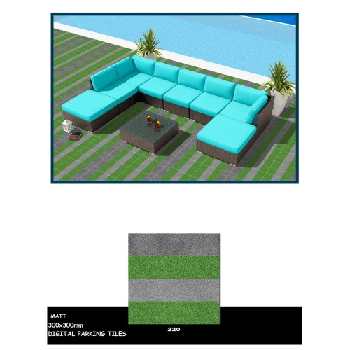 Green Parking Tiles - Ceramic, 12x12 Inches, Vibrant Green | 8 Mm Thick, Slip-resistant, Matt Finish, Easy To Install And Maintain