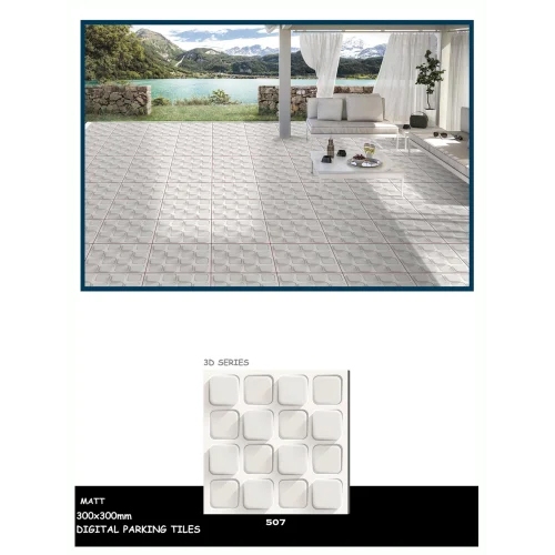 3d Parking Tiles - Ceramic, Various Sizes, Mixed Colors | Square Edge Pattern, Full Body, Matt Finish, Ideal For Exterior Flooring