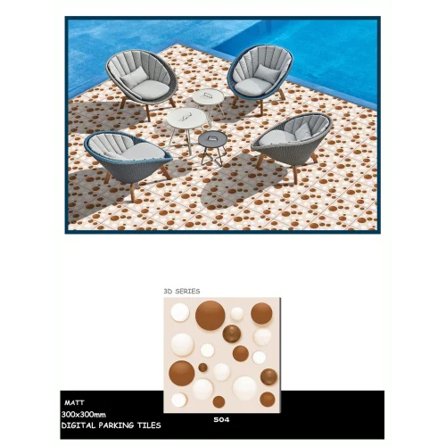 3d Parking Tiles - Ceramic, Various Sizes, Mixed Colors | Square Edge Pattern, Full Body, Matt Finish, Ideal For Exterior Flooring