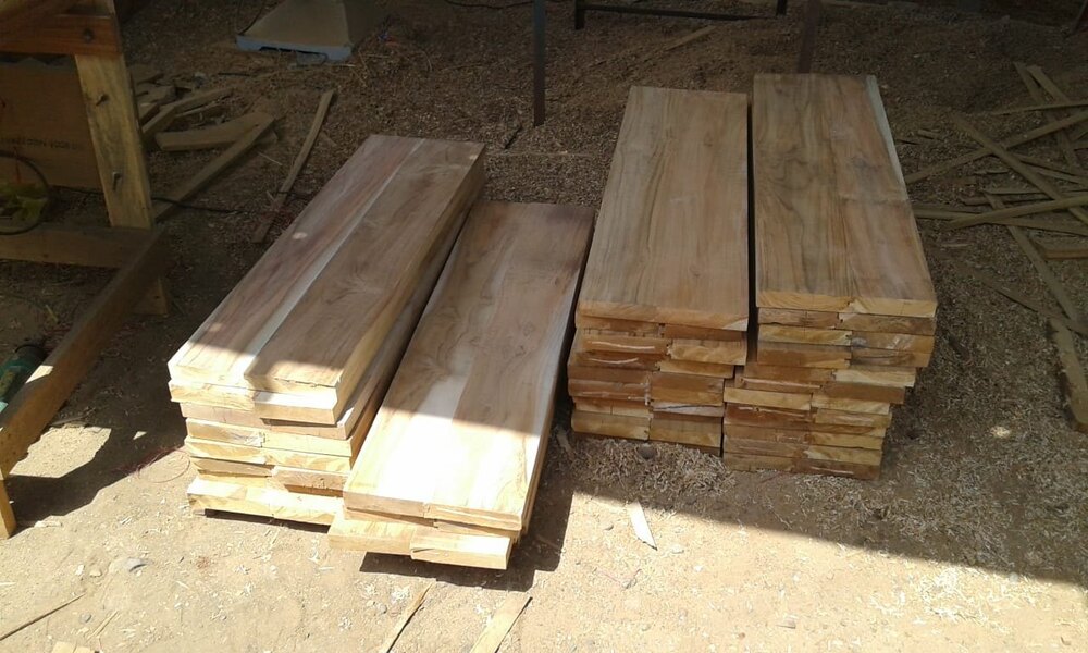 Wooden staircase steps