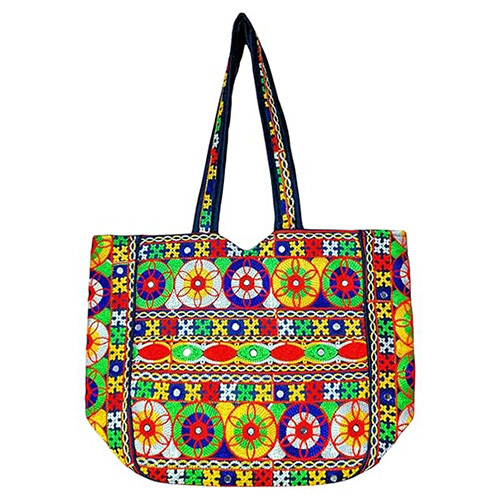Traditional Tote Bag Jaipuri Handicraft Bag - Color: Multicolor