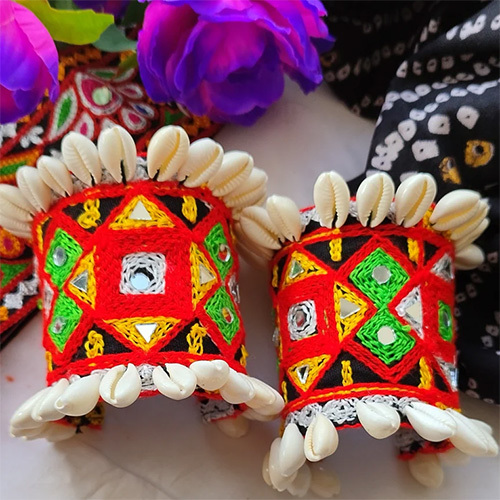 Mirror Work Navratri Handicraft Hand Cuff - Color: Multicolor