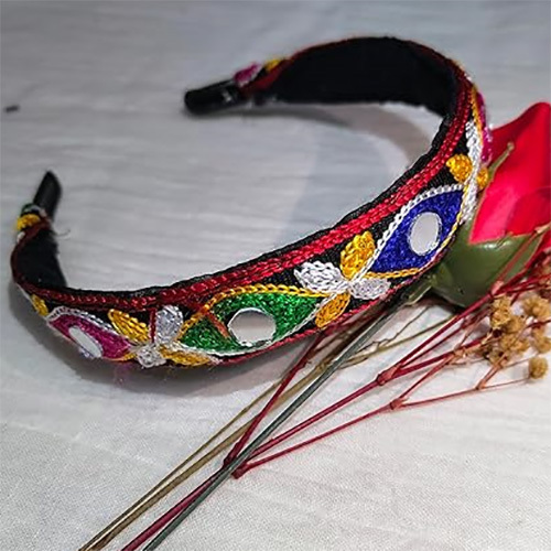 Girls Navratri Special Handcrafted Crochet Hair Band - Color: Multicolor