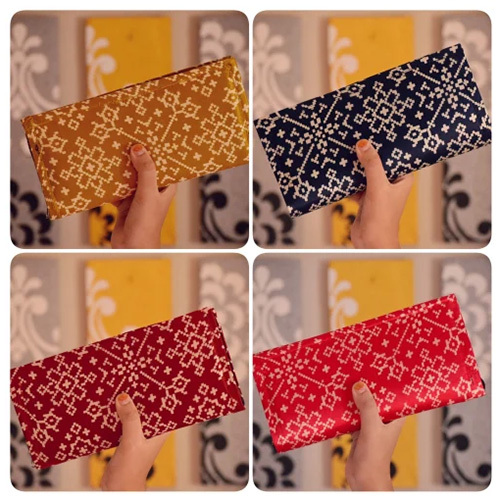 Mashru Fabric Sartin Clutch - Color: Multicolor