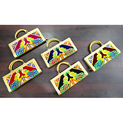 Peacock Design Handle Clutch - Color: Multicolor