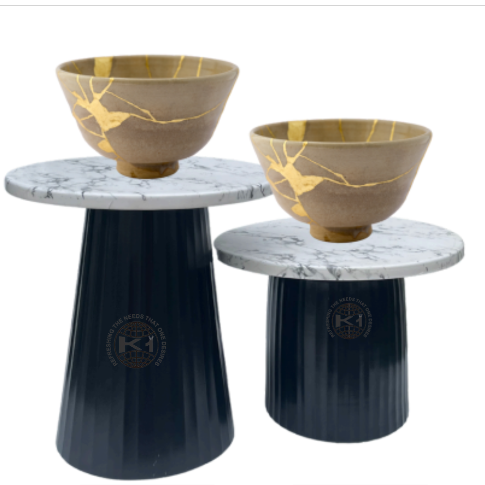 Set of Mushroom style risers in a gold finish