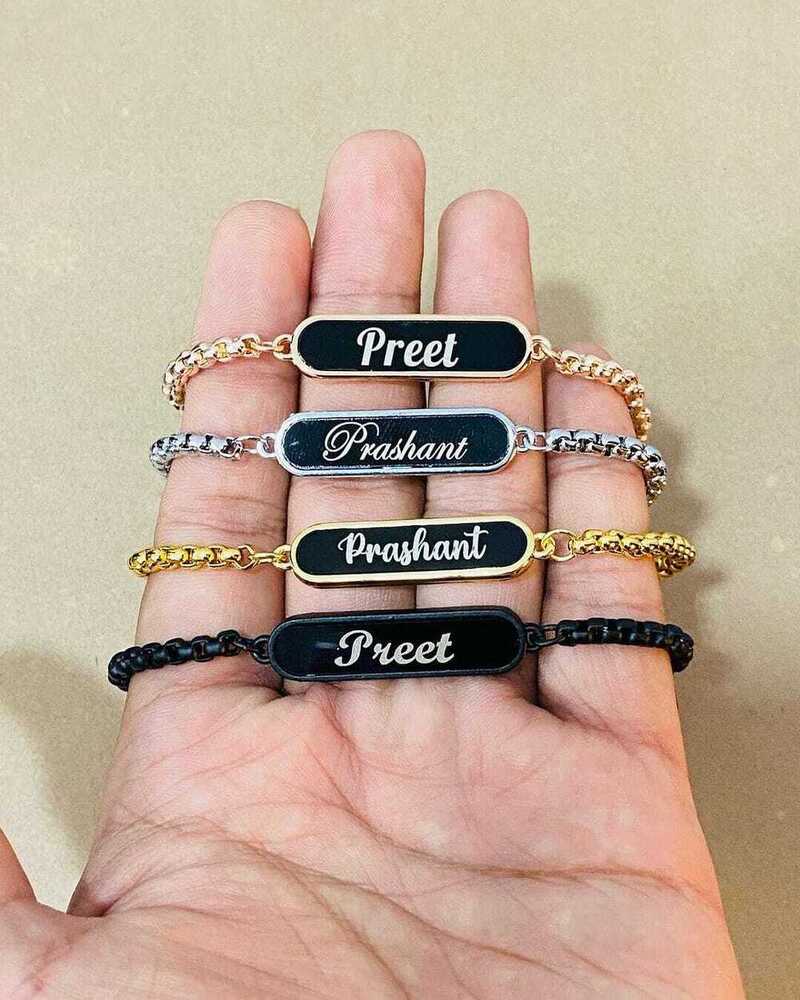 Chain Acrylic Name Bracelet - Color: Multicolor