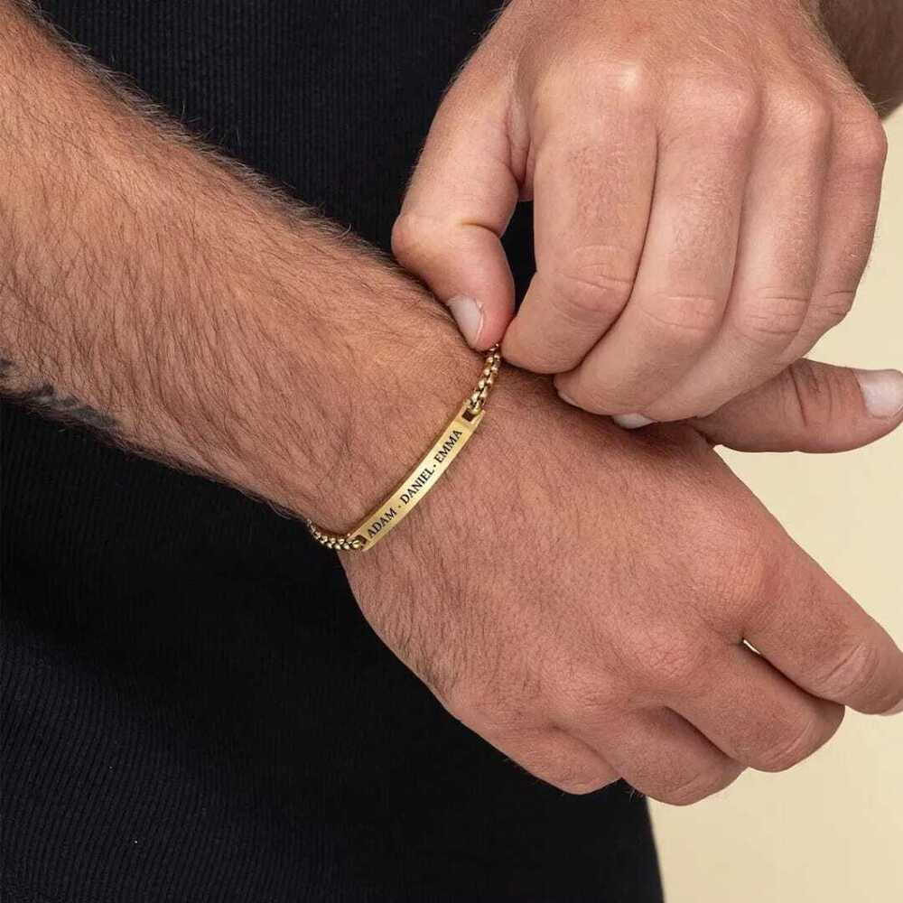 Golden Stainless Steel Men Chain Name Bracelet - Feature: Fashion