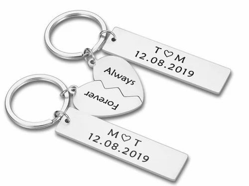 Half Heart Puzzle Couple Keychain Set Gifts - Color: White