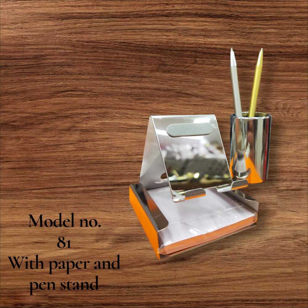 Mobile Holder With Pen Holder And Sticky Notes - Body Material: Ss