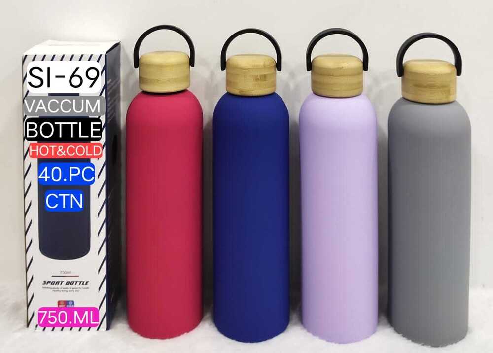 500 Ml Stainless Steel Bottle With Bamboo Lid - Color: Multicolor