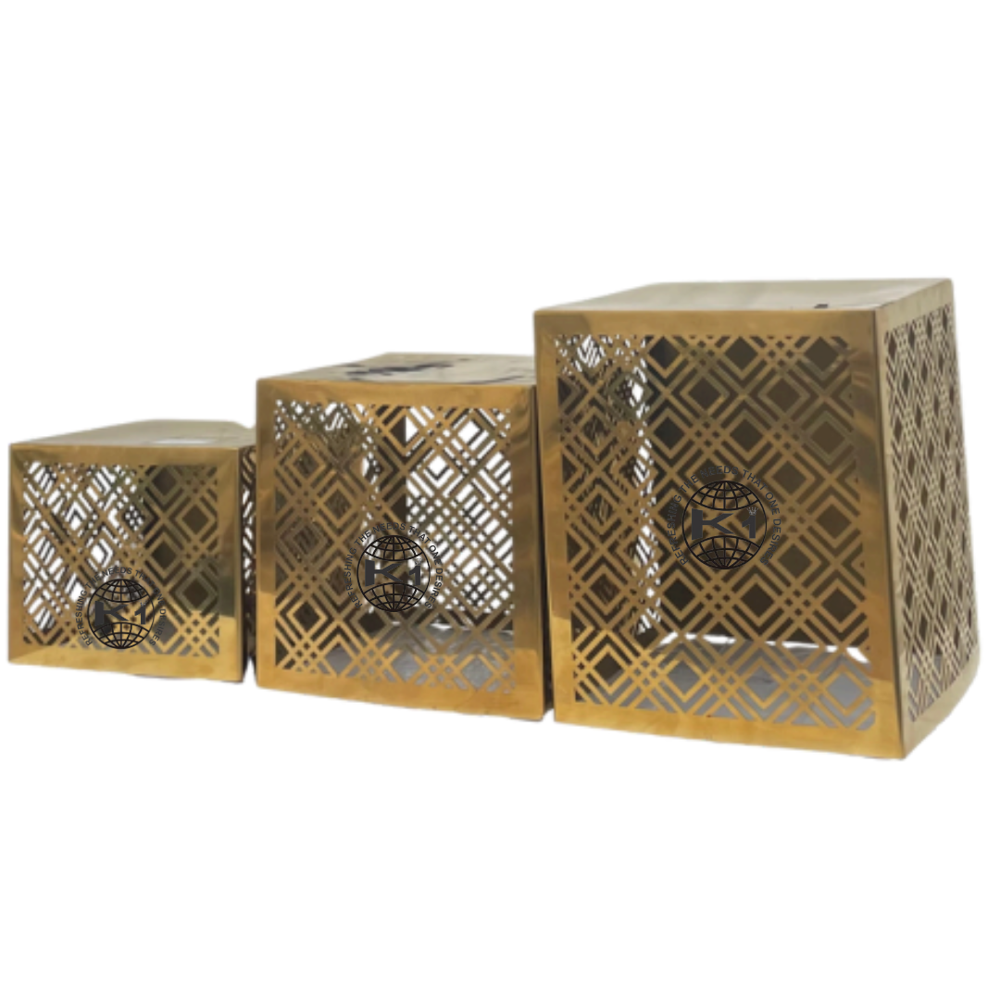 Set of Three Goldenain less Steal Risers With Golden Finish