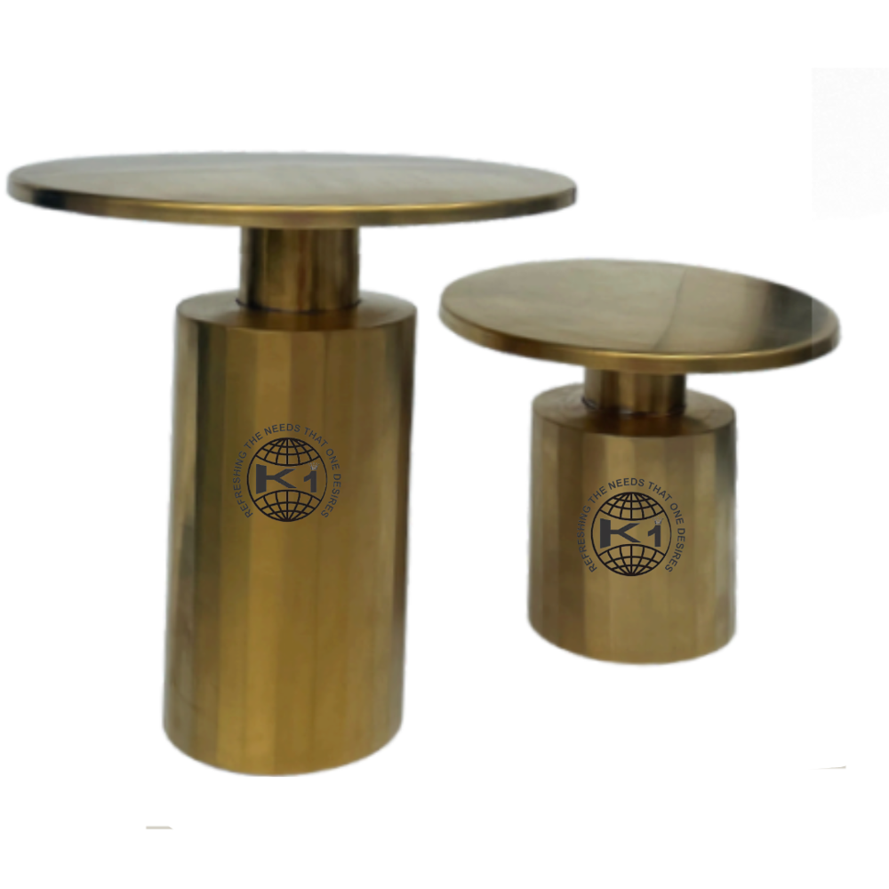 Set of CLAYDEE side tables with a metal base in gold finish