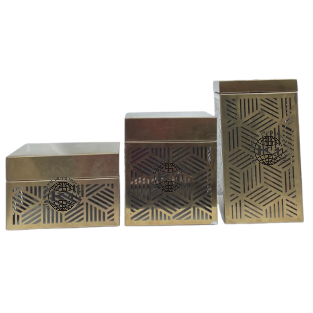 Set Of Three Gold-finished Stainless Steel Display Riser - Color: Golden