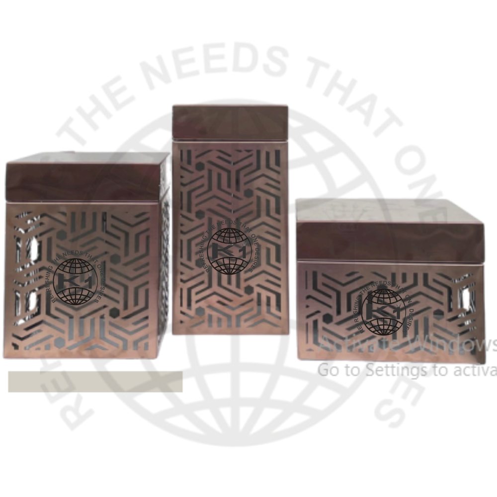 Set of three gold-finished stainless steel display riser