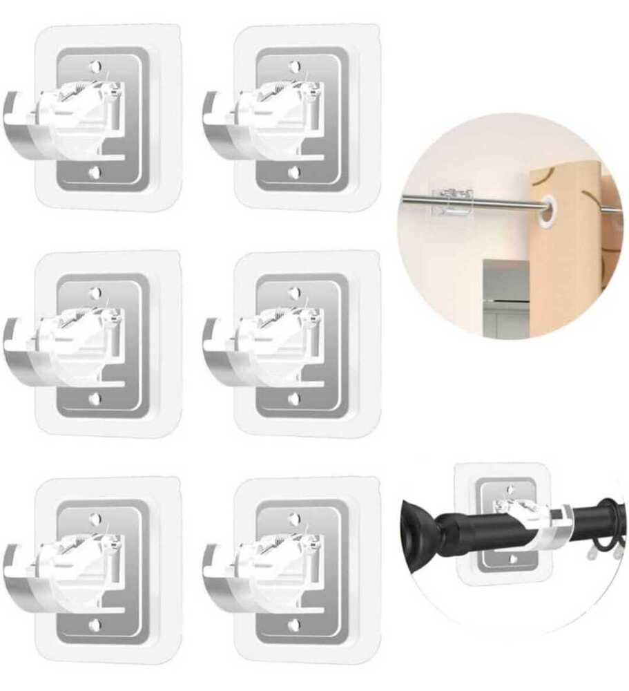 Transparent Silicon Adhesive Curtain Rod Hook Pack Of 6