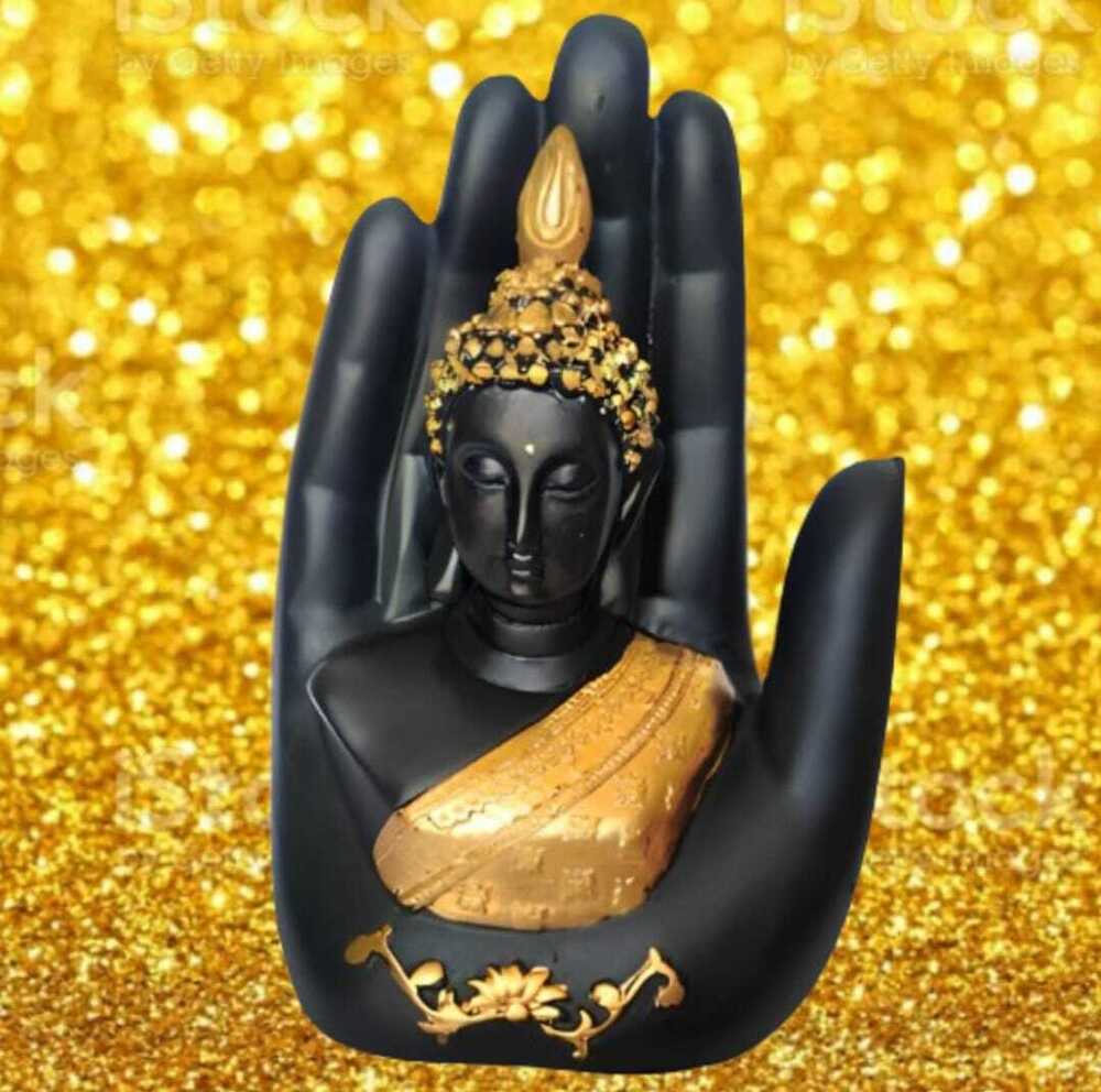 Black Premium Polyresin Palm Buddha