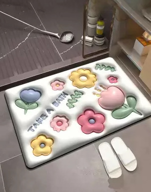 Rubber 3D Rubber Bathroom Mat - Application: Home Decor