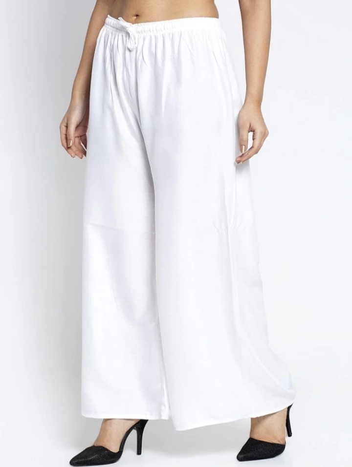 Ladies White Palazzo Pant - Feature: Dry Cleaning