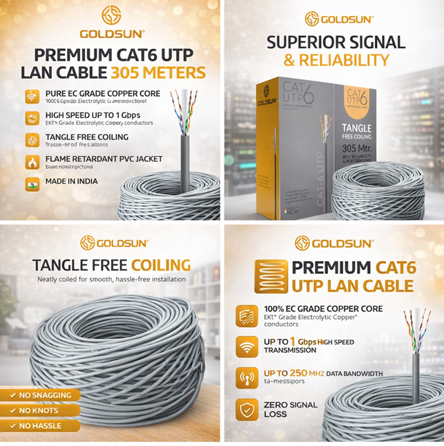 Cat 6 Lan Cable - Cable Length: 305 Meter (M)