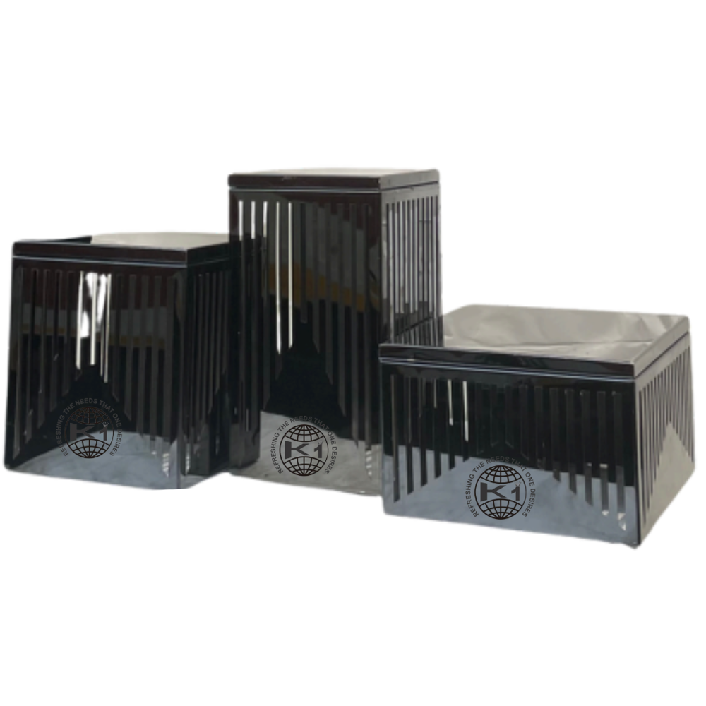 set of rose gold stainless steel decorative risers for hotel buffet serves