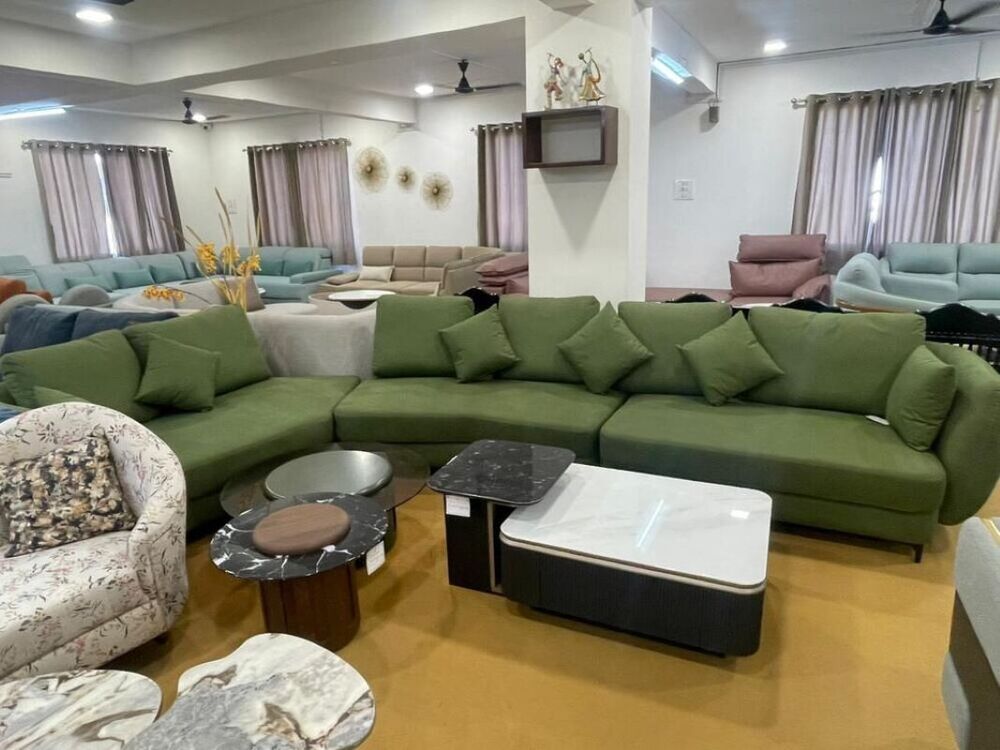 Green 5 Seater Sofa Set - Color: Multicolor