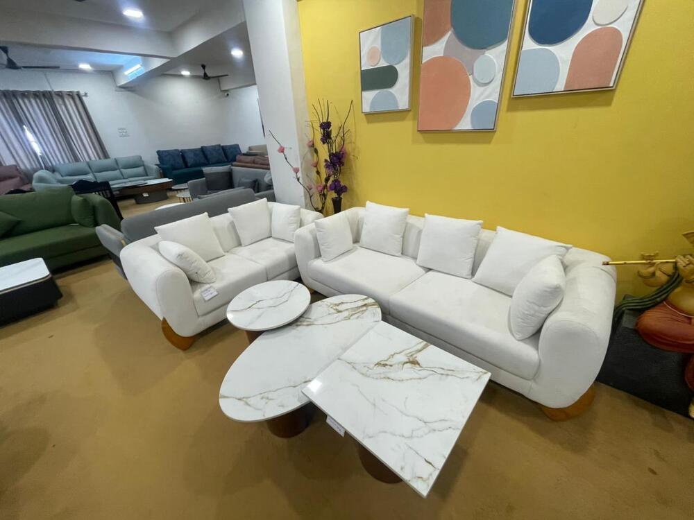 White 5 Seater Sofa Set - Design: Attractive