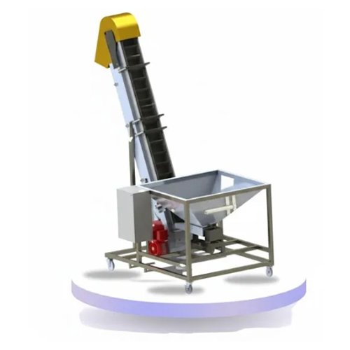 Hopper With Lifting Conveyor System - Color: Silver