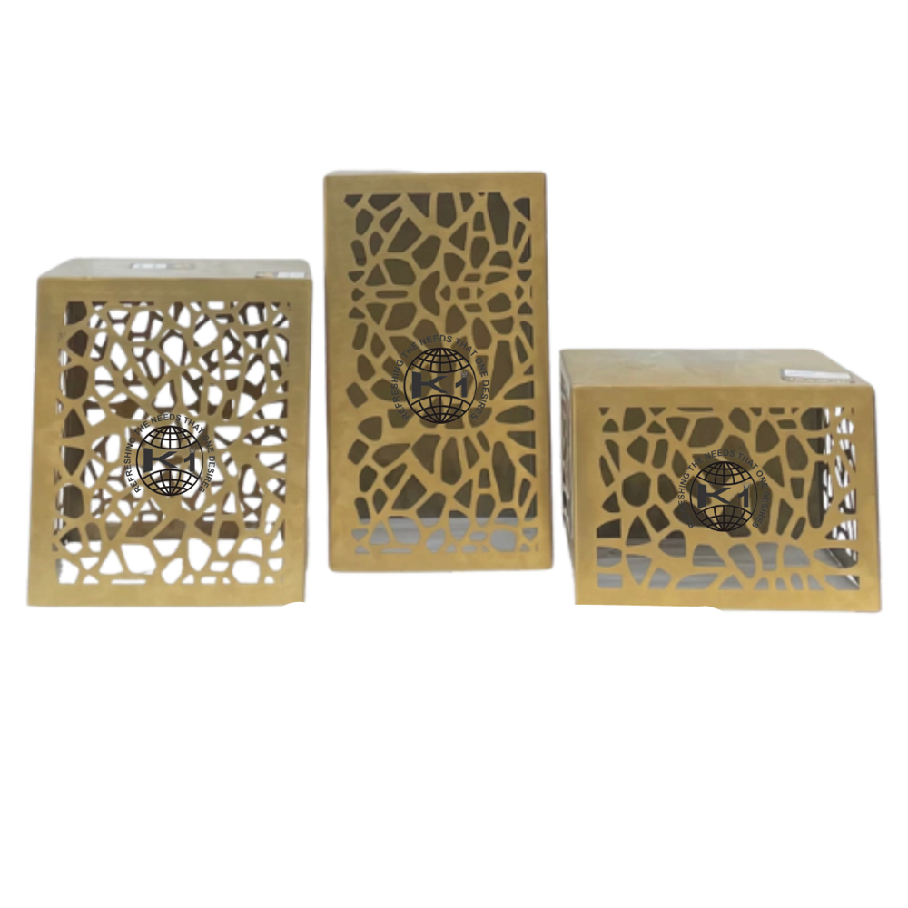 Set Of Three Golden Steel Catering And Hotel Display Risers - Size: Small Medium  Large