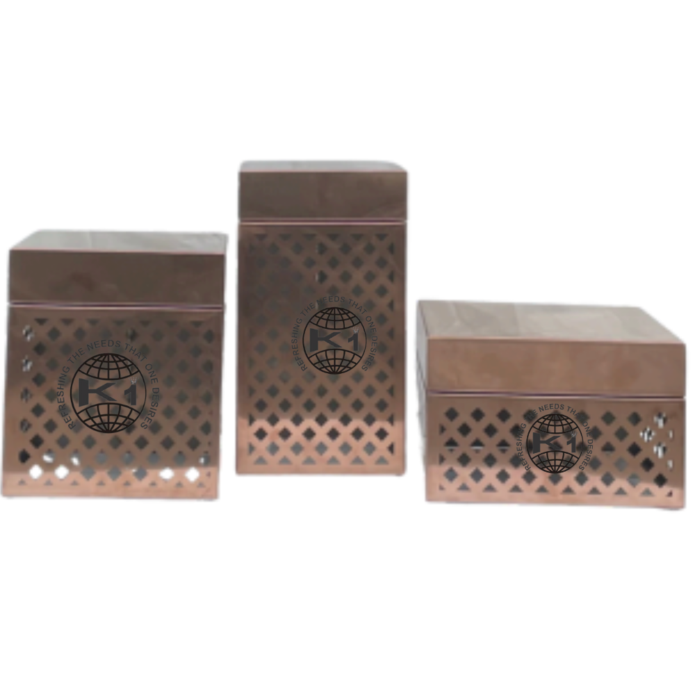 Set of Three Golden Steel Catering And Hotel Display Risers 