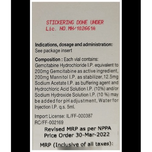 Gemcite 200 Mg Injection - Physical Form: Liquid