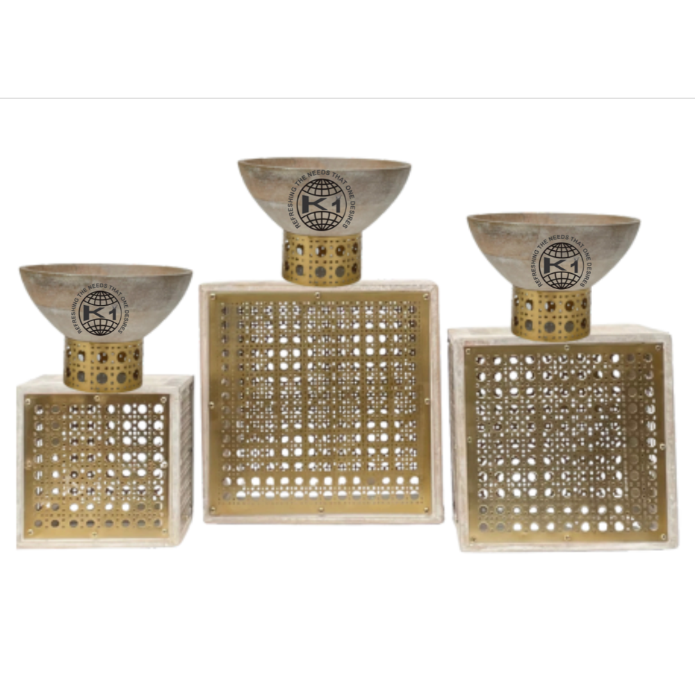 White colour stain less steal Laser-cut design riser