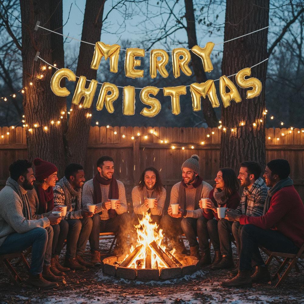 Merry Christmas Gold Foil Banner - RU-CM007