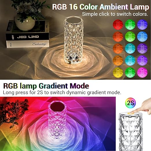 Crystal Table Lamp - Color: Multi Colour