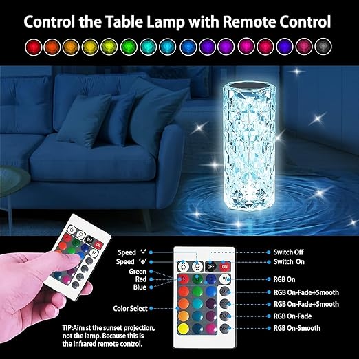 Crystal Table Lamp - Color: Multi Colour