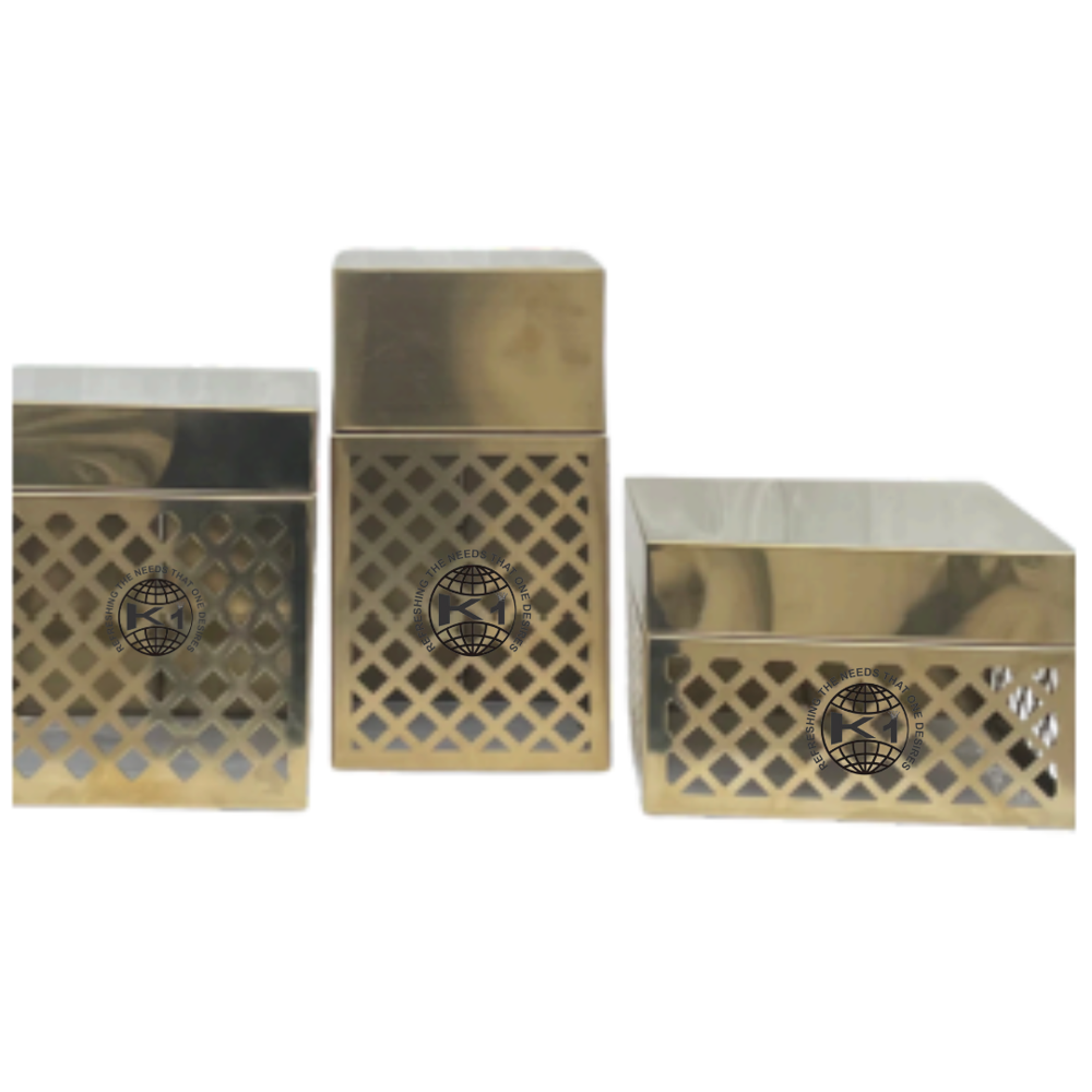  Rose Gold plated set of stainless steel buffet display risers 