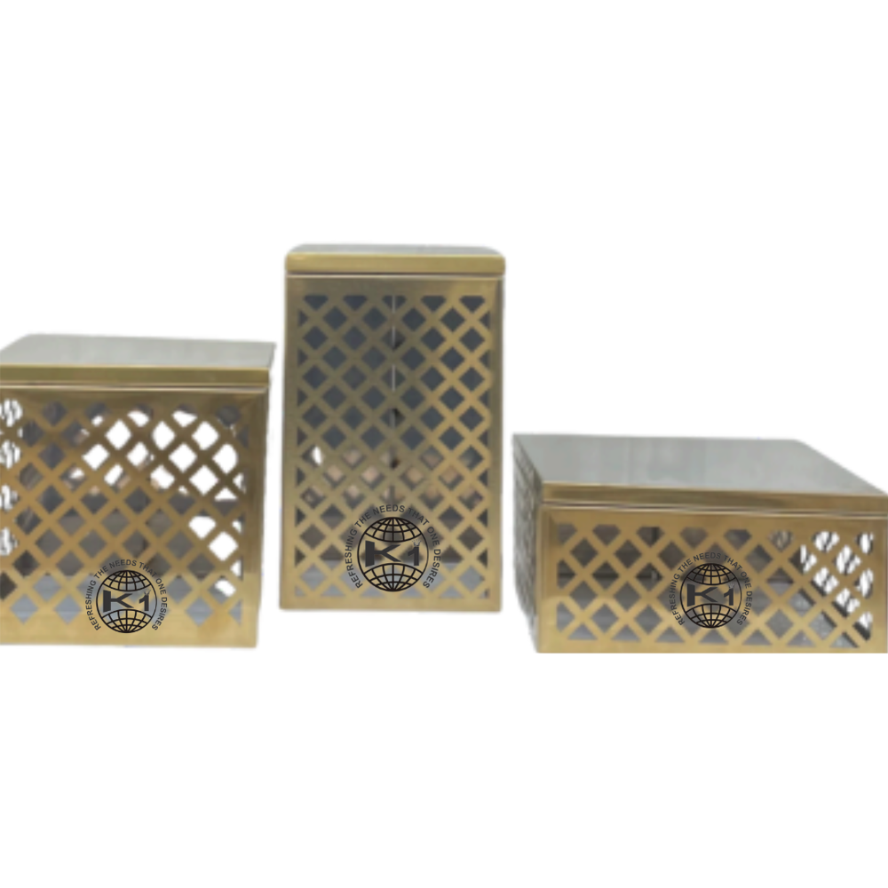 Gold plated set of stainless steel buffet display risers Risers For Hotel and Catering